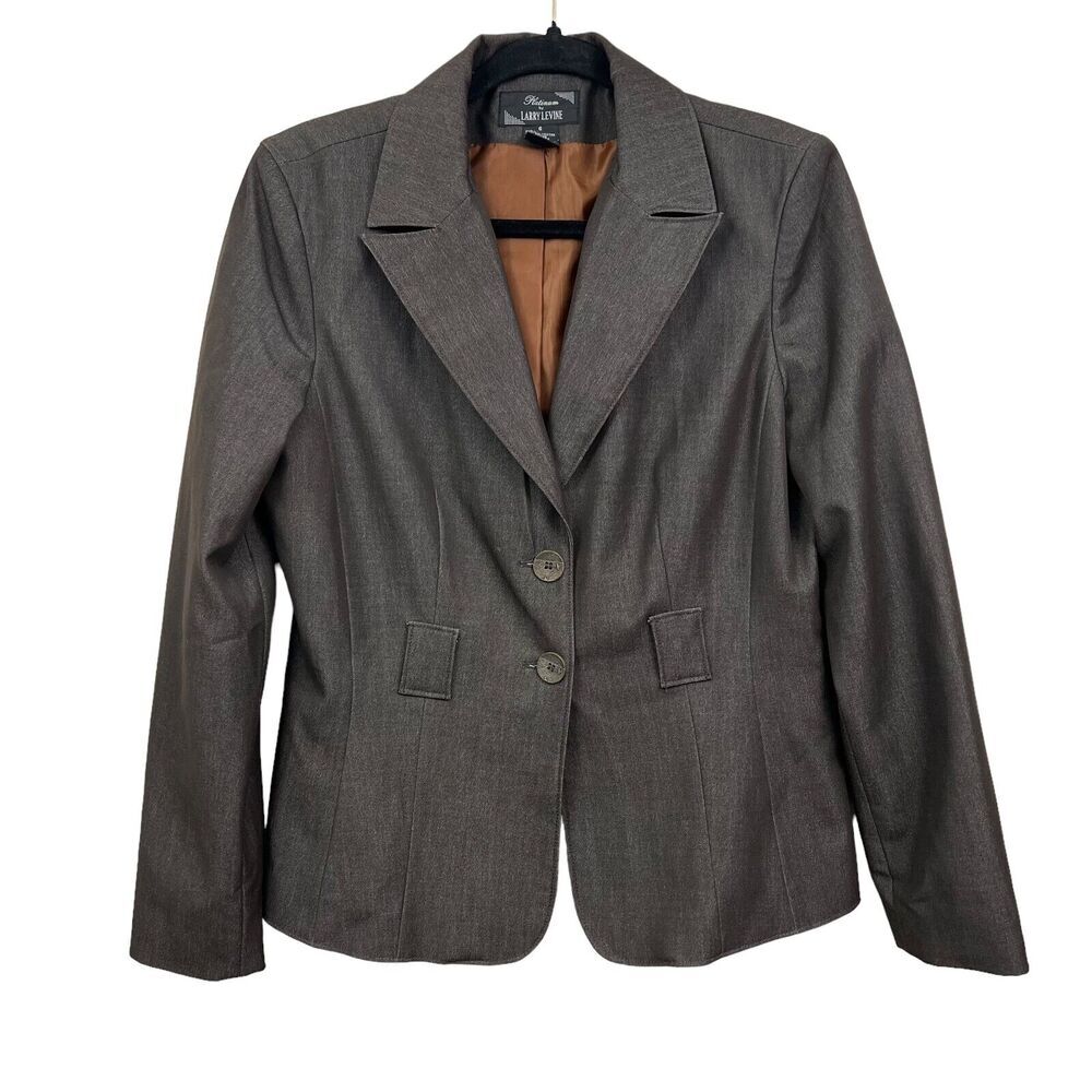 Platinum by Larry Levine Blazer Two Button‎ Vented Lined Brown Women Size 6